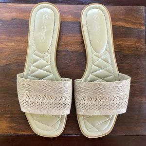 Jacobies Tan Shimmer Padded Mule Slip On Flat Sandals Sz 11